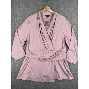 J. Jill Tunic Top Womens XL Purple Wearever Surplice Wrap Jersey 3/4 Sleeve